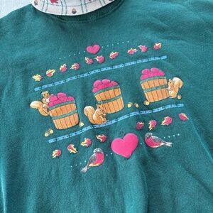 Vintage Gopher Sport Medium Green Squirrel Apple Turtleneck Pullover Sweater